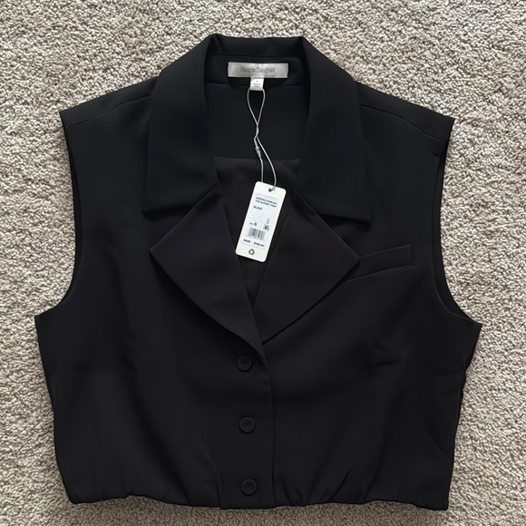 NWT Favorite Daughter Black Sleeveless Button Down Crop Top - Picture 5 of 6